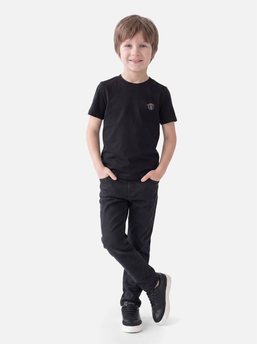 Camiseta Manga Curta Infantil Silk Basquete Preto — foto 2 de 3