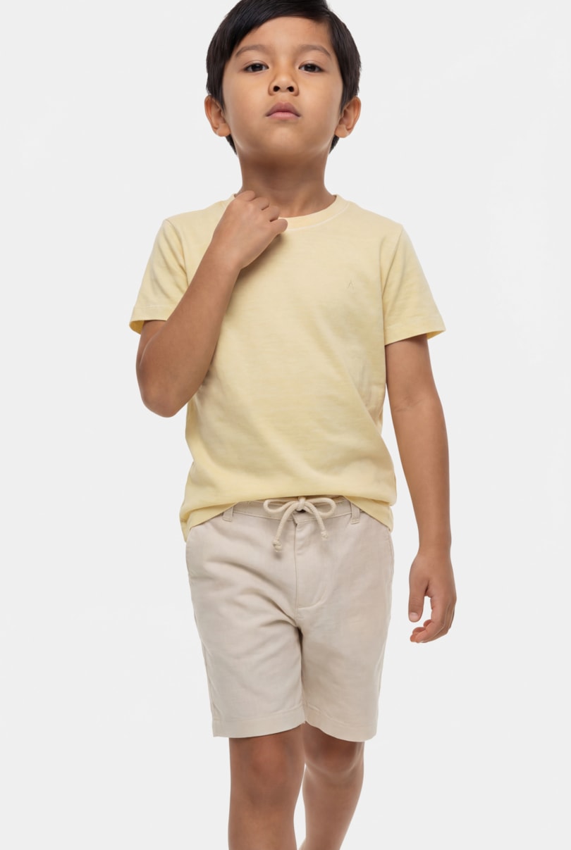 Camiseta Manga Curta Infantil Stonada Amarelo Medio
