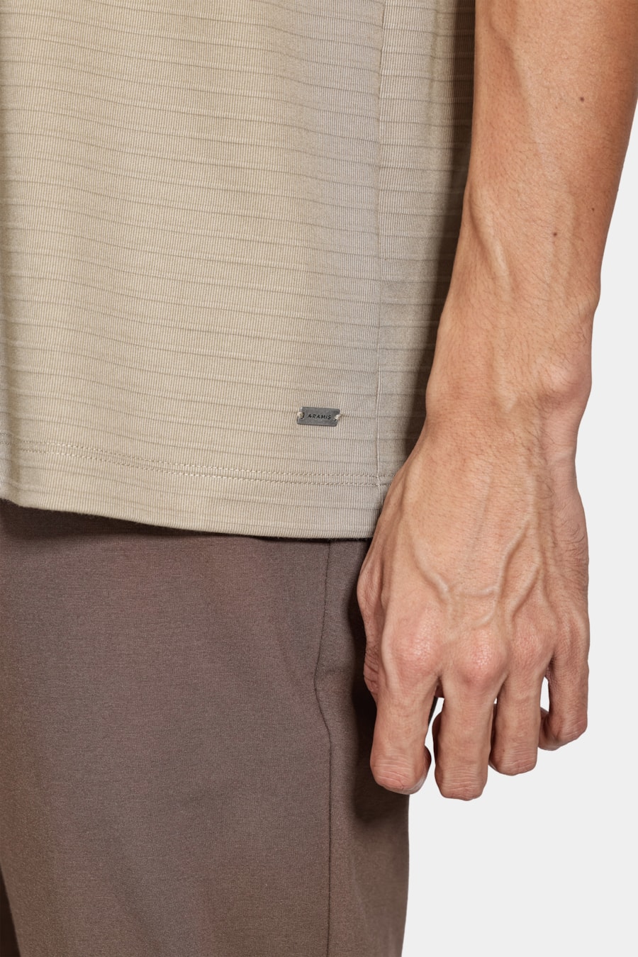Camiseta Manga Curta Interlock Stripe Areia 116 — foto 4 de 6