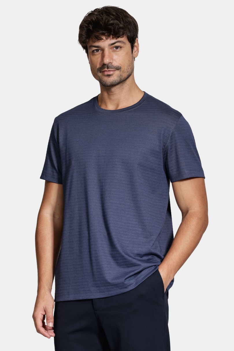 Camiseta Manga Curta Interlock Stripe Navy