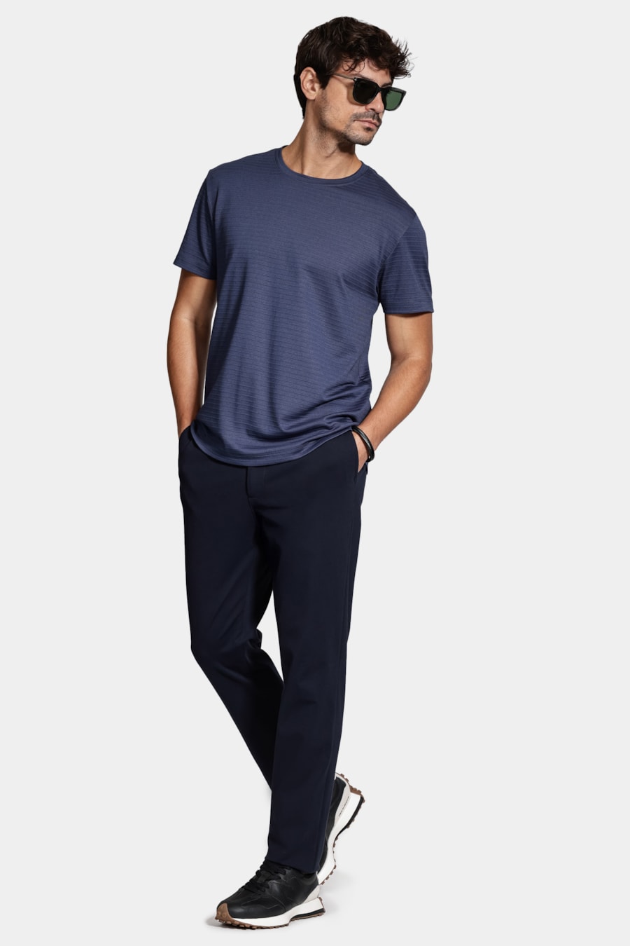 Camiseta Manga Curta Interlock Stripe Navy — foto 2 de 5
