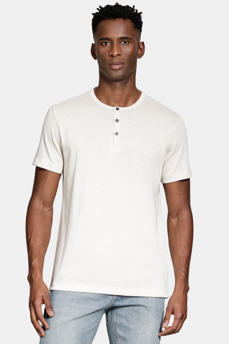 Camiseta Manga Curta Jersey Henley Gelo 116 — foto 1 de 5