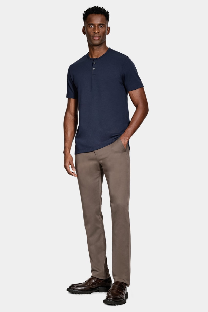 Camiseta Manga Curta Jersey Henley Navy