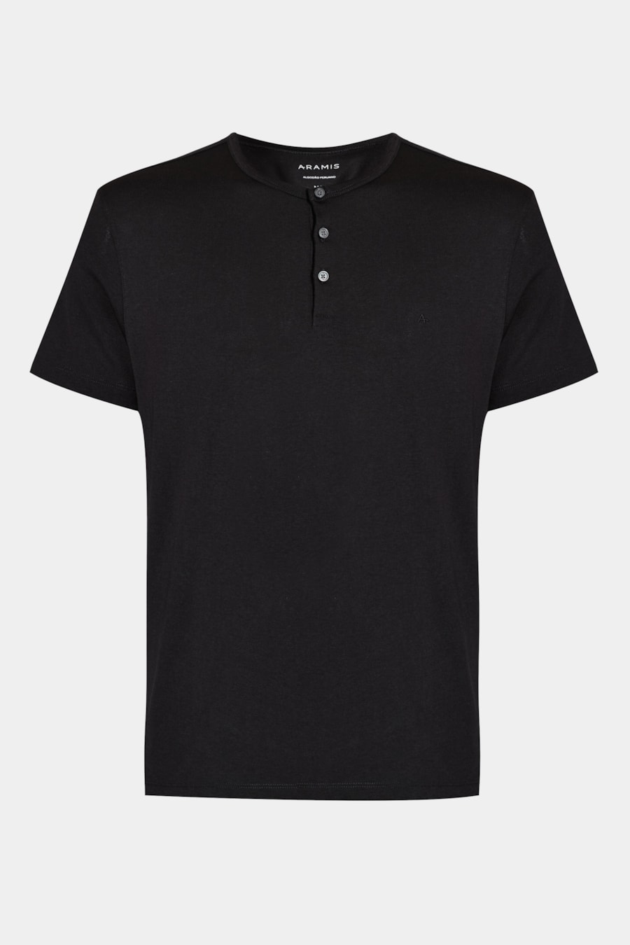 Camiseta Manga Curta Jersey Henley Preto — foto 5 de 5