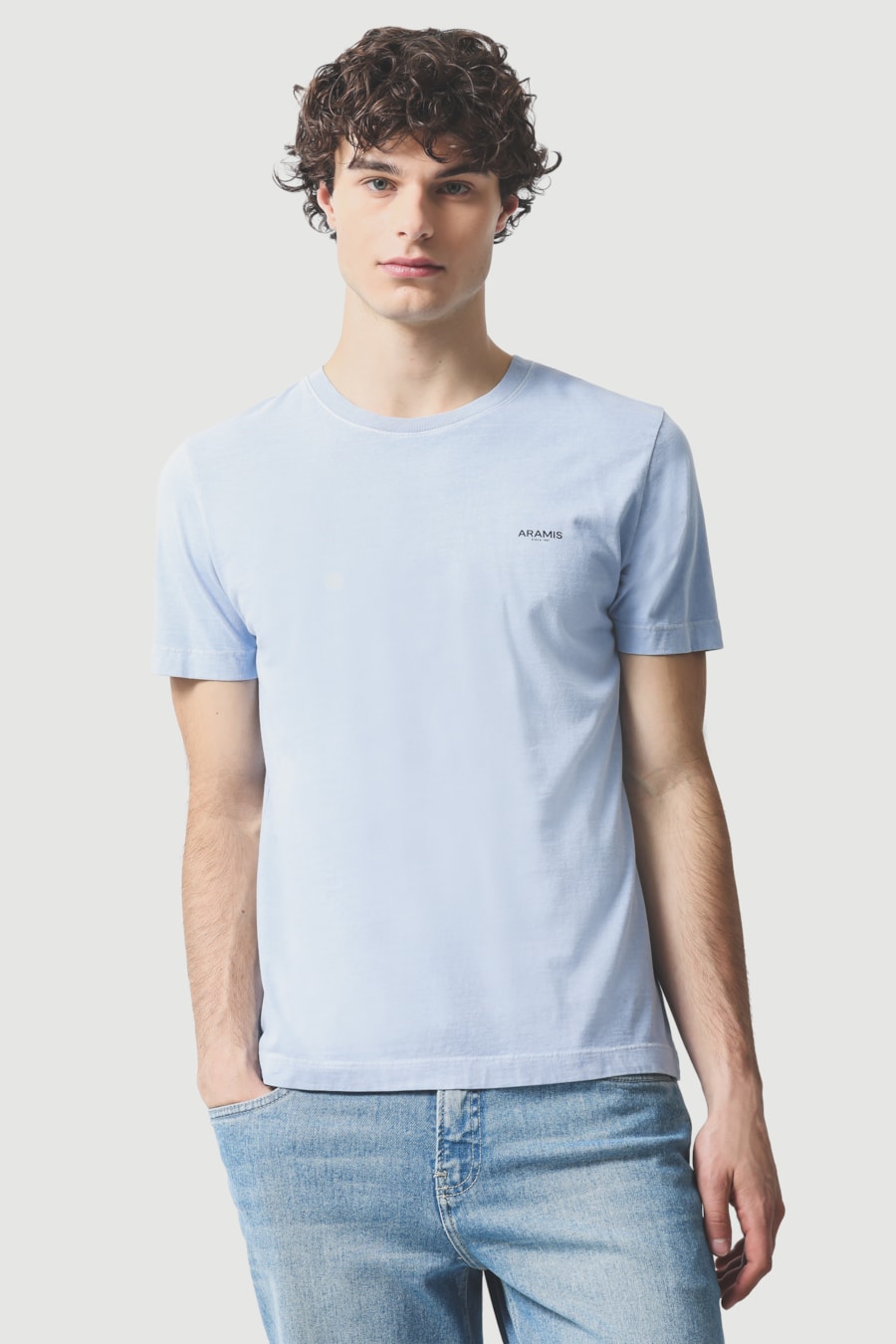 Camiseta Manga Curta Lavada Básica Azul Celeste — foto 1 de 5