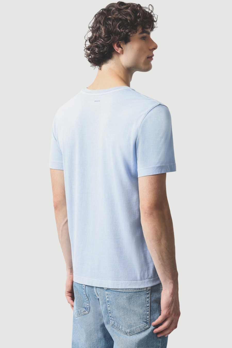 Camiseta Manga Curta Lavada Básica Azul Celeste — foto 4 de 5
