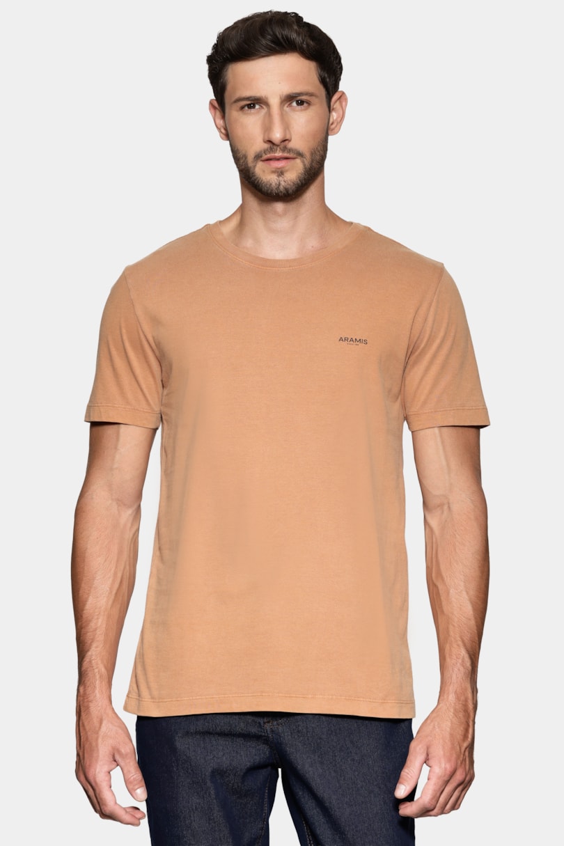 Camiseta Manga Curta Lavada Básica Ferrugem 117