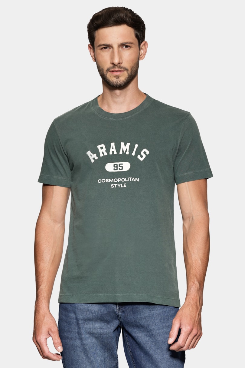 Camiseta Manga Curta Lavada Estampa Craquele Verde Intenso 117