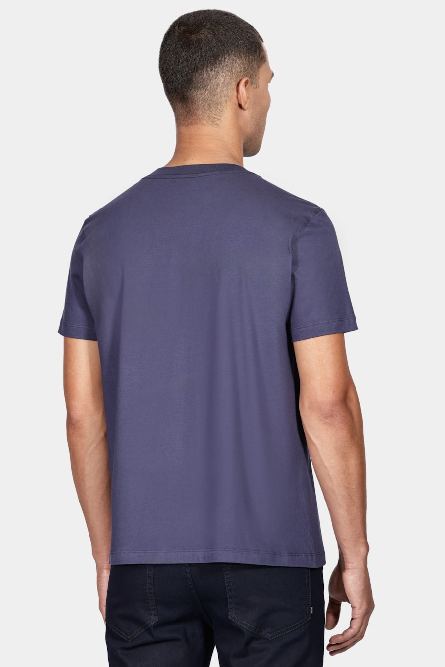 Camiseta Manga Curta Linhas Geométricas Azul Marinho — foto 4 de 5