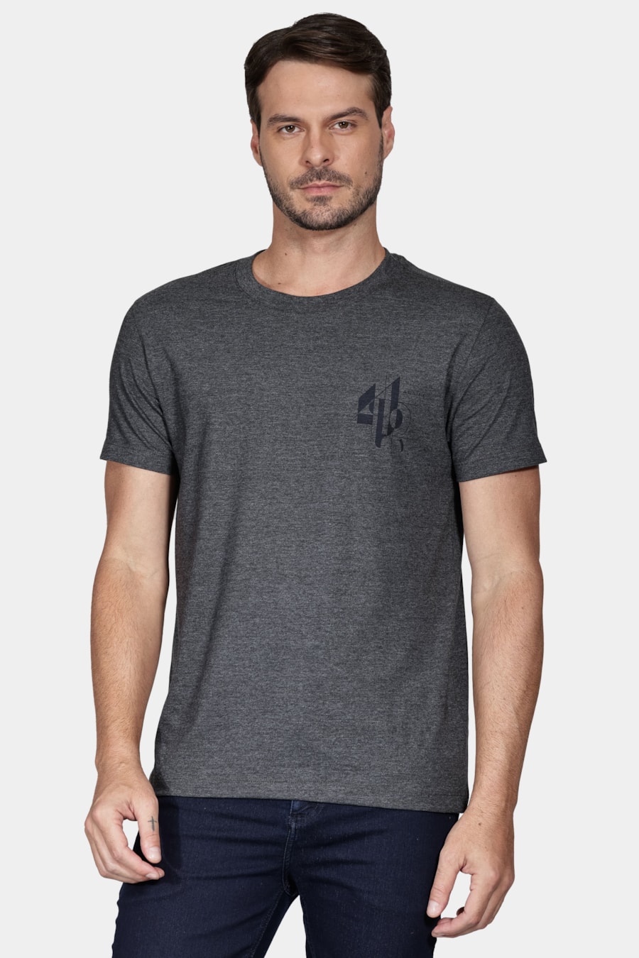 Camiseta Manga Curta Linhas Geométricas Grafite Mescla — foto 1 de 5
