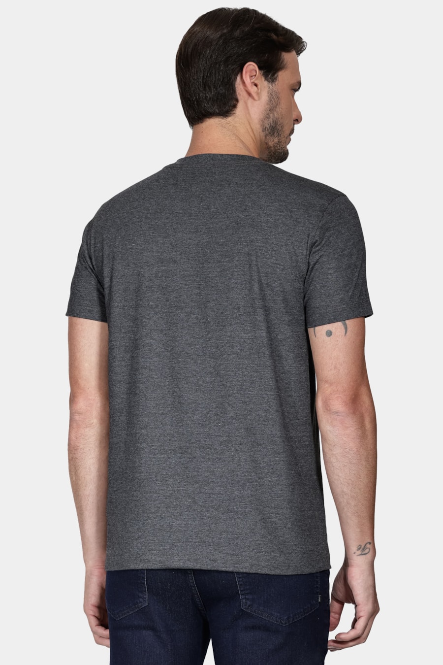 Camiseta Manga Curta Linhas Geométricas Grafite Mescla — foto 4 de 5
