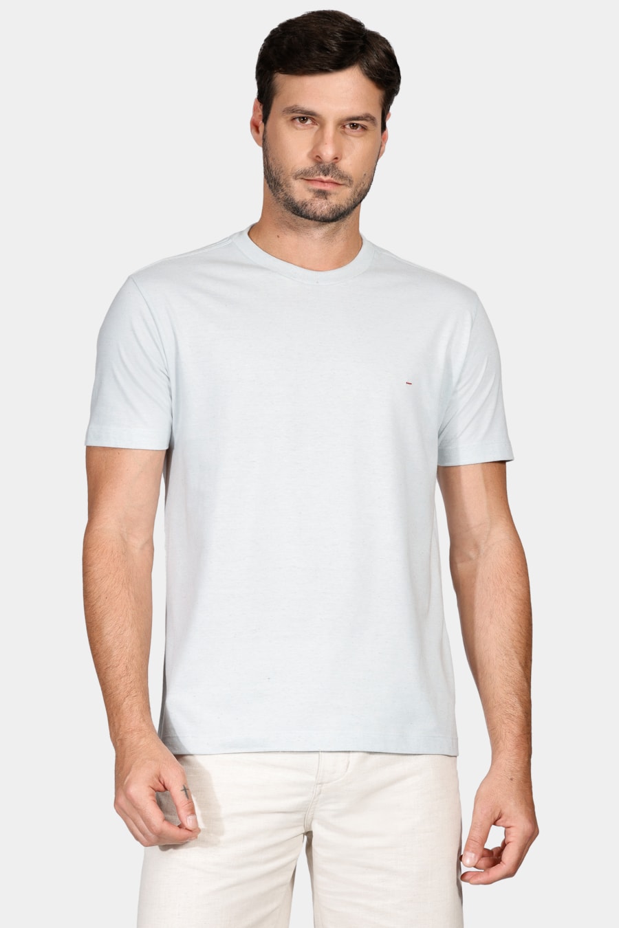 Camiseta Manga Curta Linho Color Azul Claro — foto 1 de 4