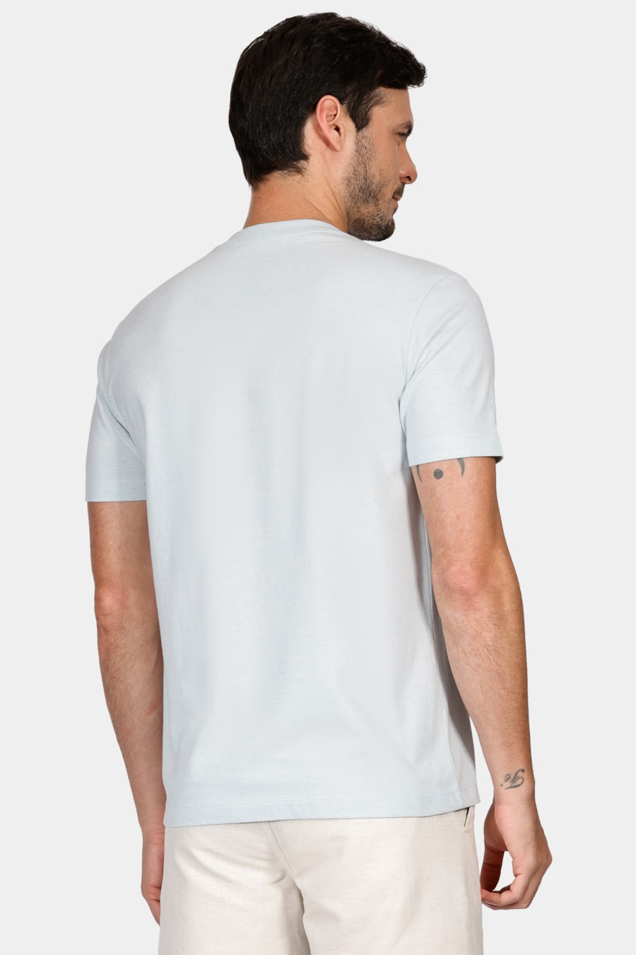 Camiseta Manga Curta Linho Color Azul Claro — foto 4 de 4