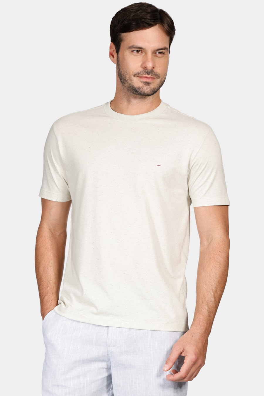 Camiseta Manga Curta Linho Color Natural — foto 1 de 4