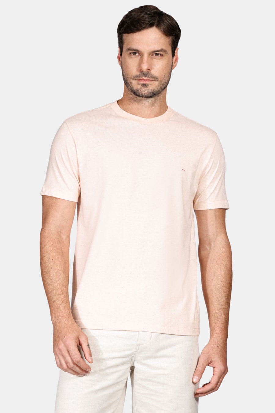 Camiseta Manga Curta Linho Color Salmão — foto 1 de 4