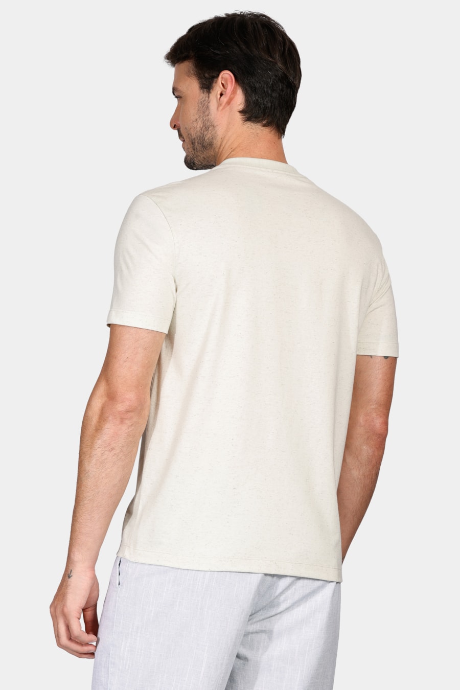 Camiseta Manga Curta Linho Color Verde Água — foto 4 de 4