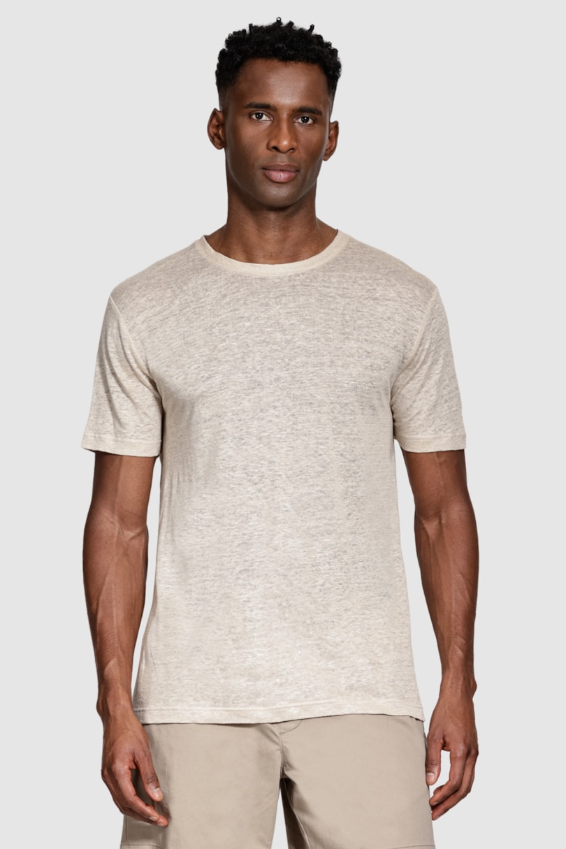 Camiseta Manga Curta Linho Stripe Linho
