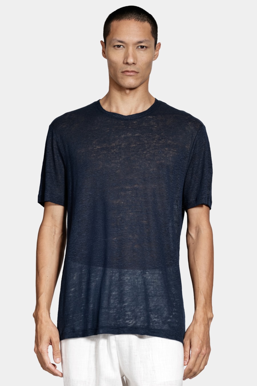 Camiseta Manga Curta Linho Stripe Navy — foto 1 de 5