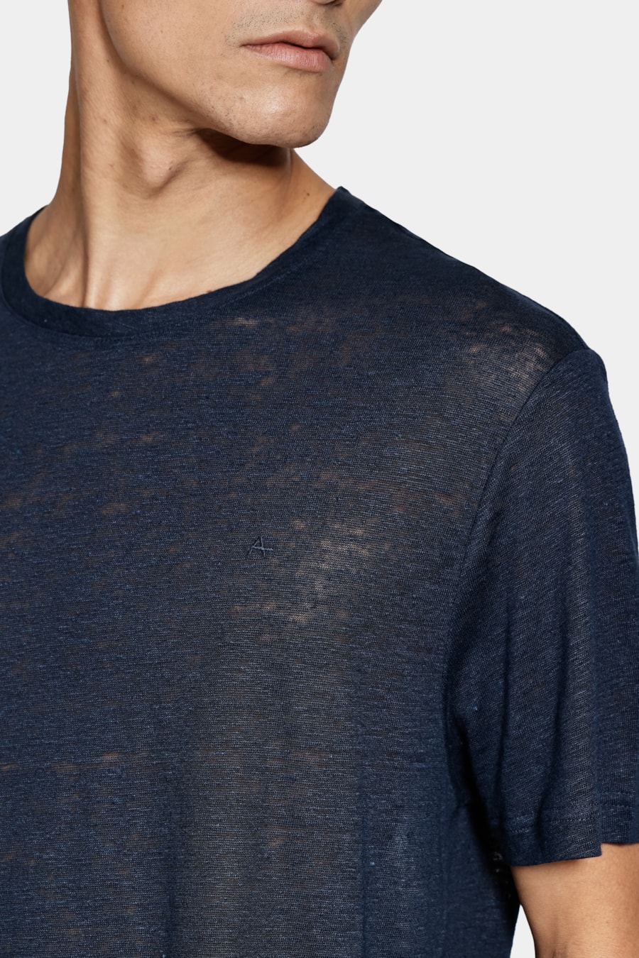 Camiseta Manga Curta Linho Stripe Navy — foto 3 de 5