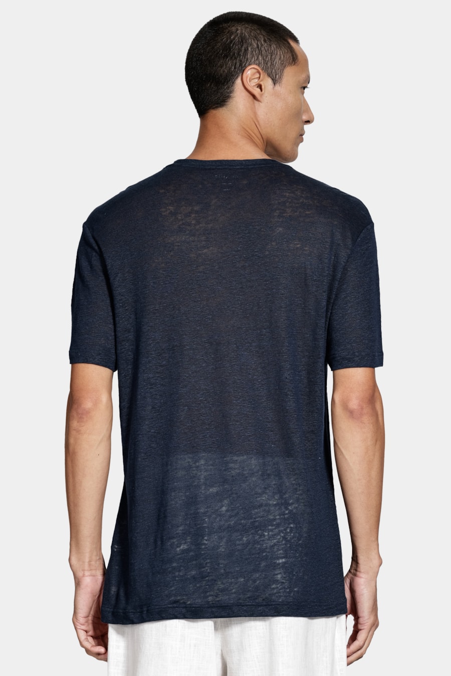 Camiseta Manga Curta Linho Stripe Navy — foto 4 de 5