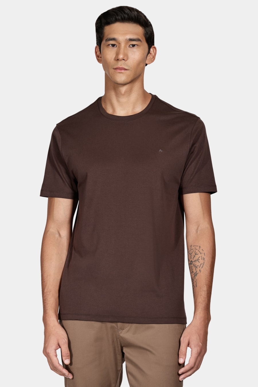 Camiseta Manga Curta Liquid Cotton Marrom Café — foto 1 de 5