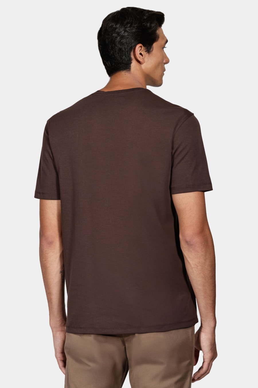 Camiseta Manga Curta Liquid Cotton Marrom Café — foto 4 de 5