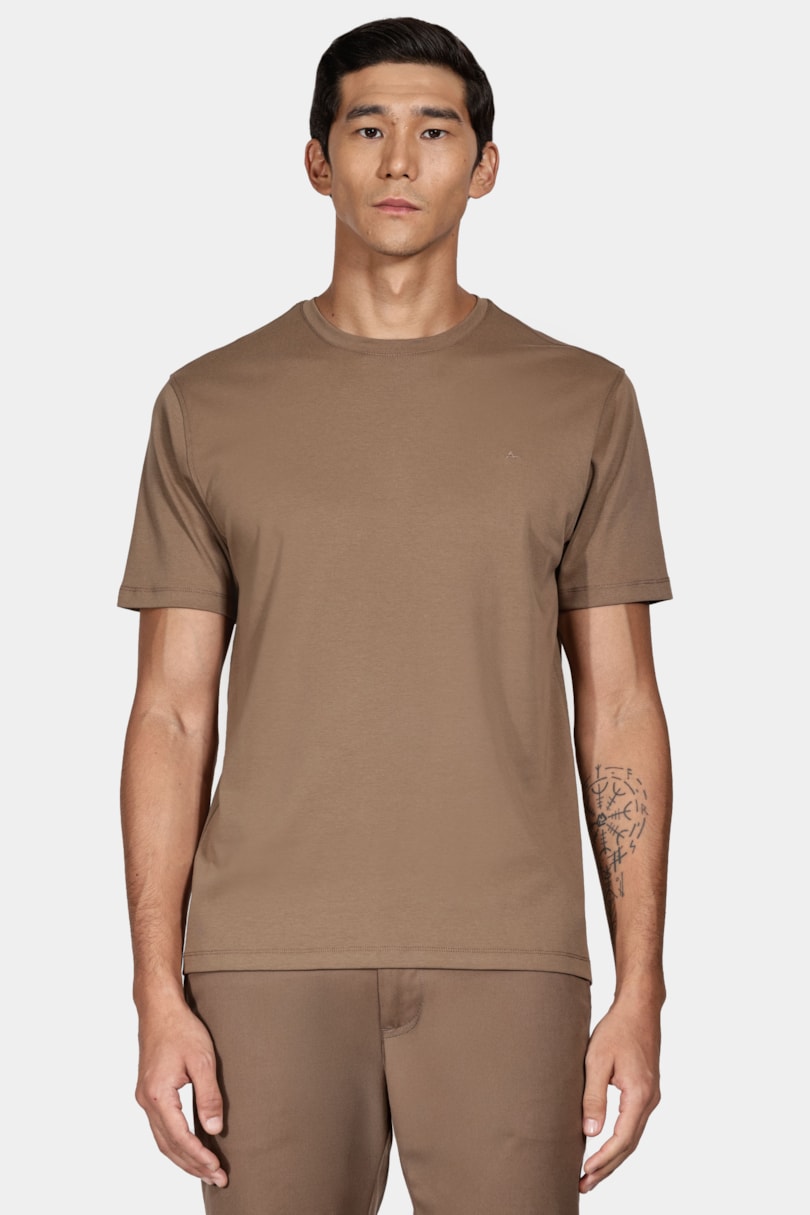 Camiseta Manga Curta Liquid Cotton Marrom Tabaco