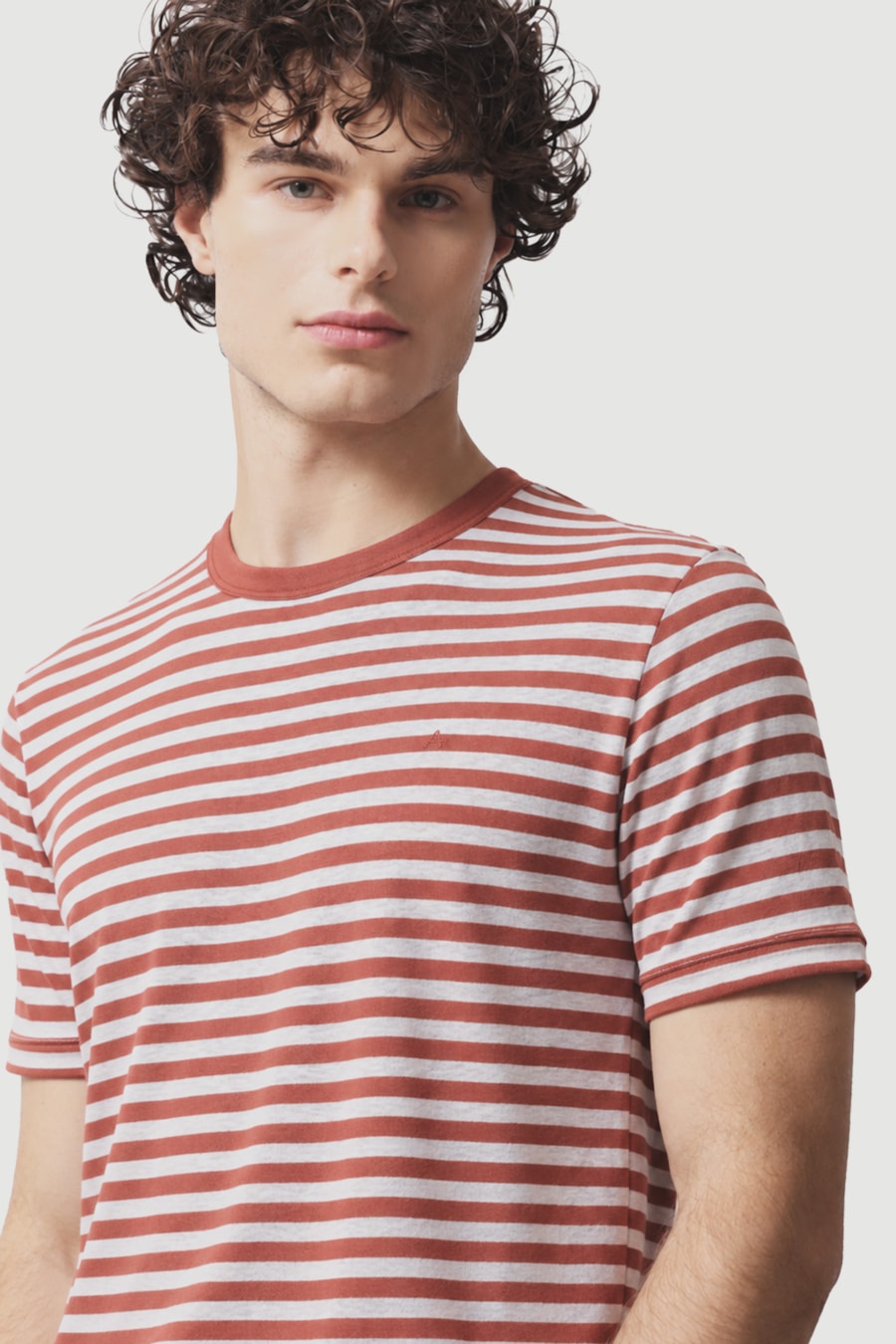 Camiseta Manga Curta Listrada Argila C/ Branco 118 — foto 3 de 5