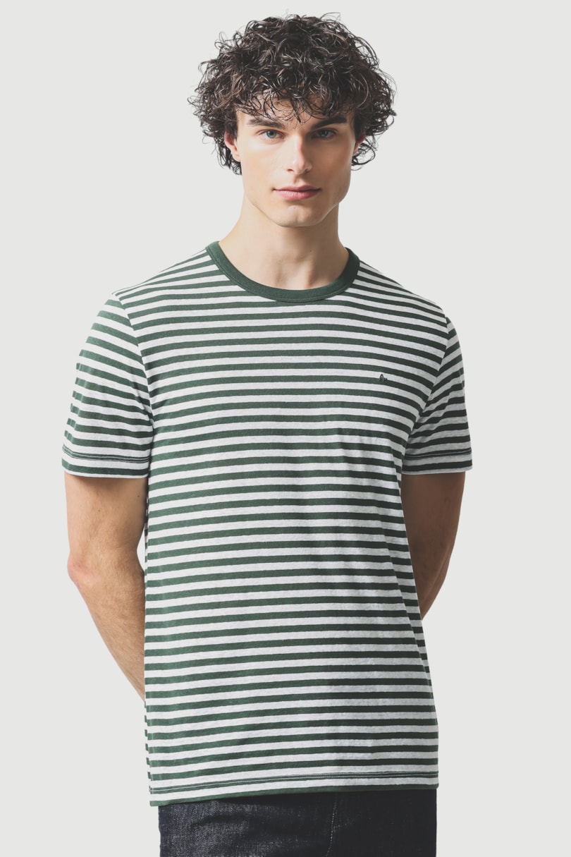 Camiseta Manga Curta Listrada Carvalho C/ Branco 118