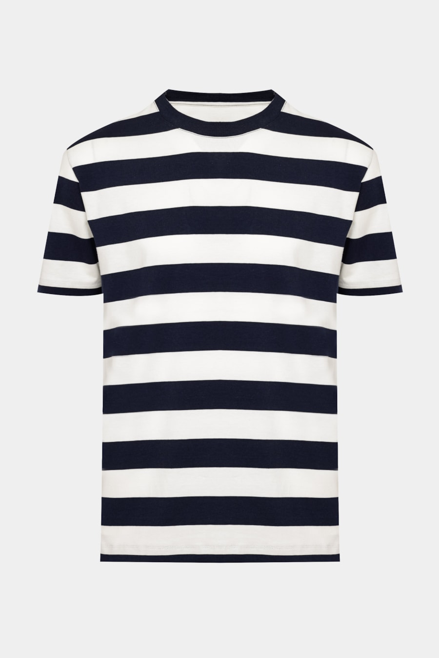 Camiseta Manga Curta Listrada de Algodão Navy C/ Off White — foto 7 de 7