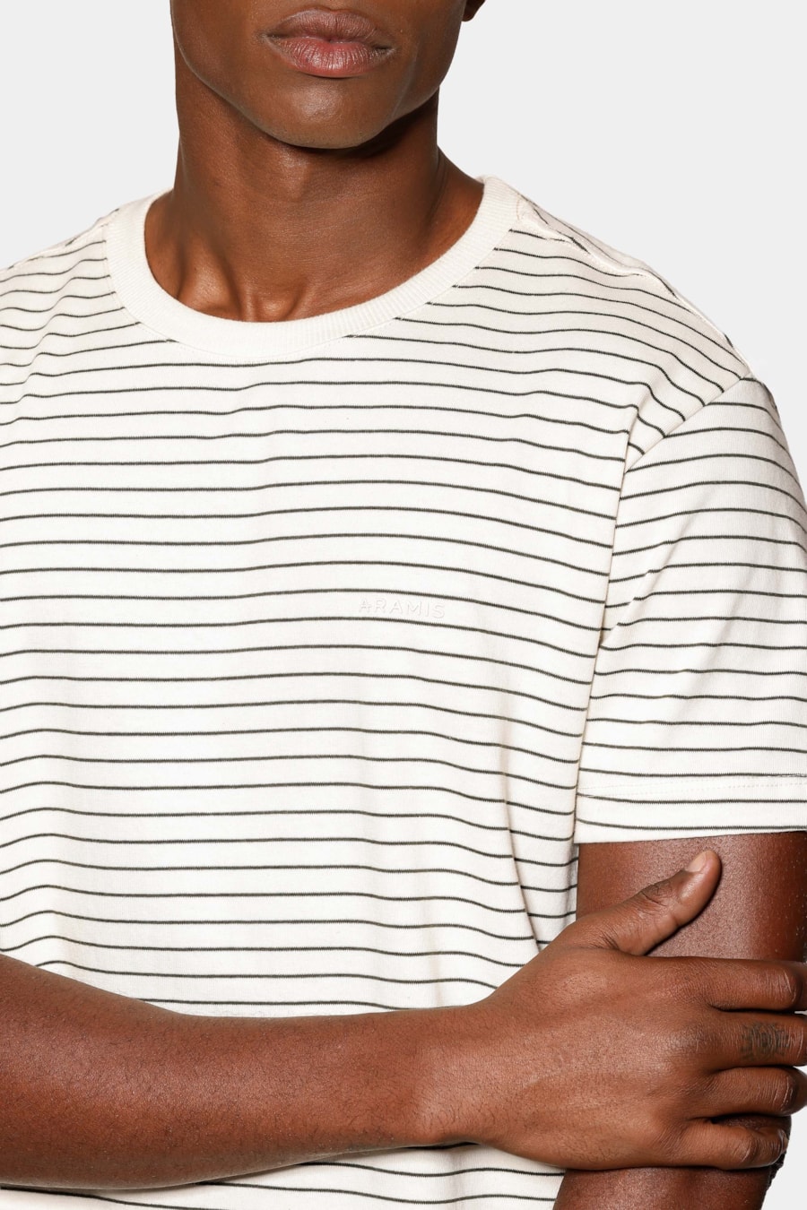 Camiseta Manga Curta Listras Básica Off White C/ Militar — foto 3 de 5
