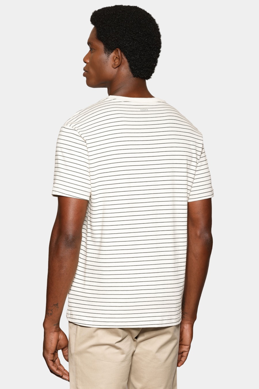 Camiseta Manga Curta Listras Básica Off White C/ Militar — foto 4 de 5