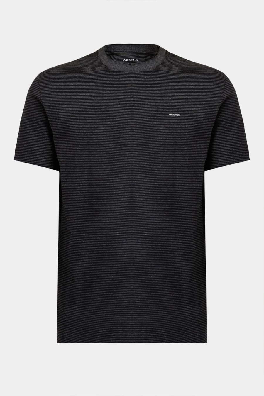 Camiseta Manga Curta Listras Fio Tinto Mescla Preto — foto 5 de 5