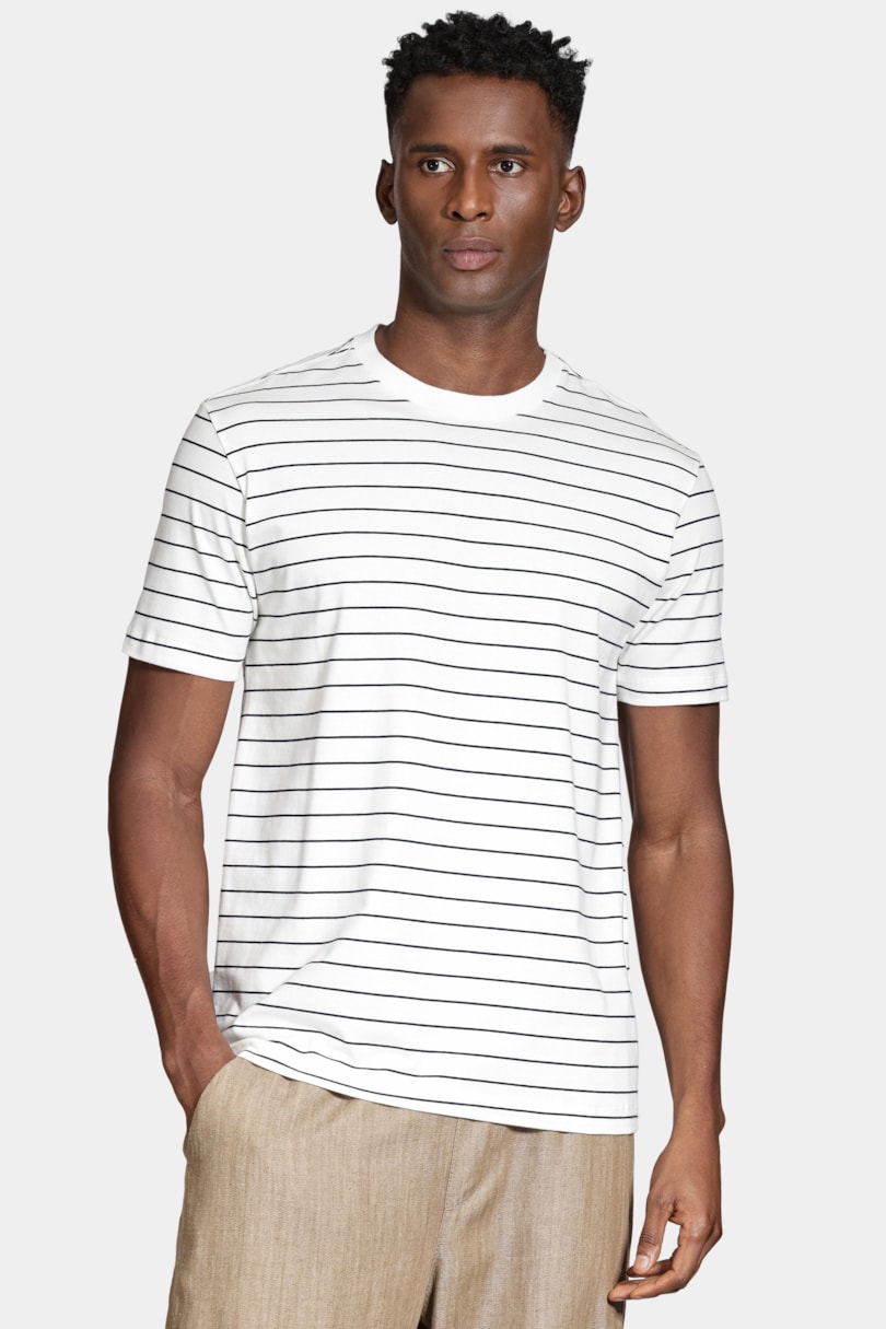 Camiseta Manga Curta Listras Navy Off White C/ Navy