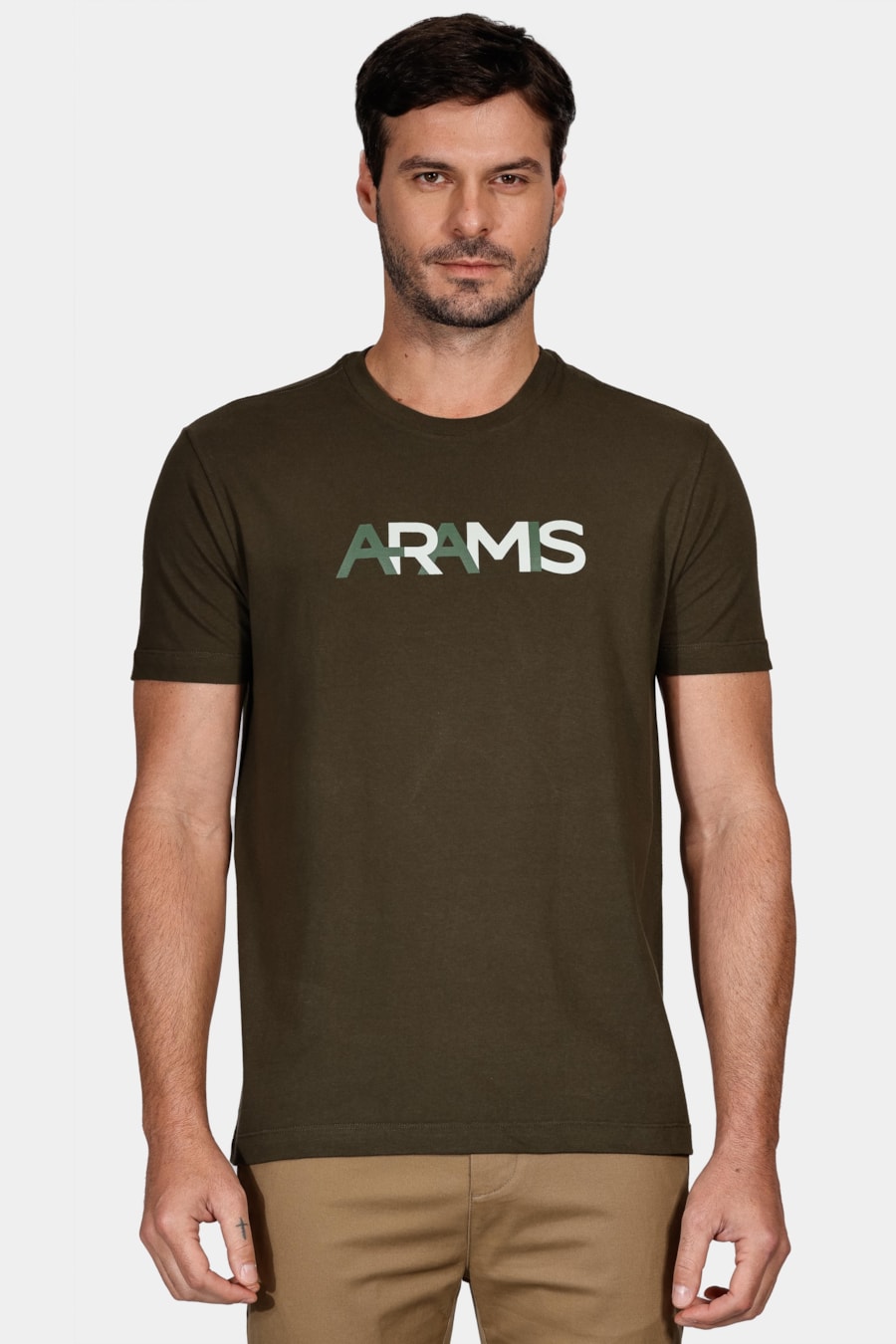 Camiseta Manga Curta Logo Aramis Verde Militar — foto 1 de 4