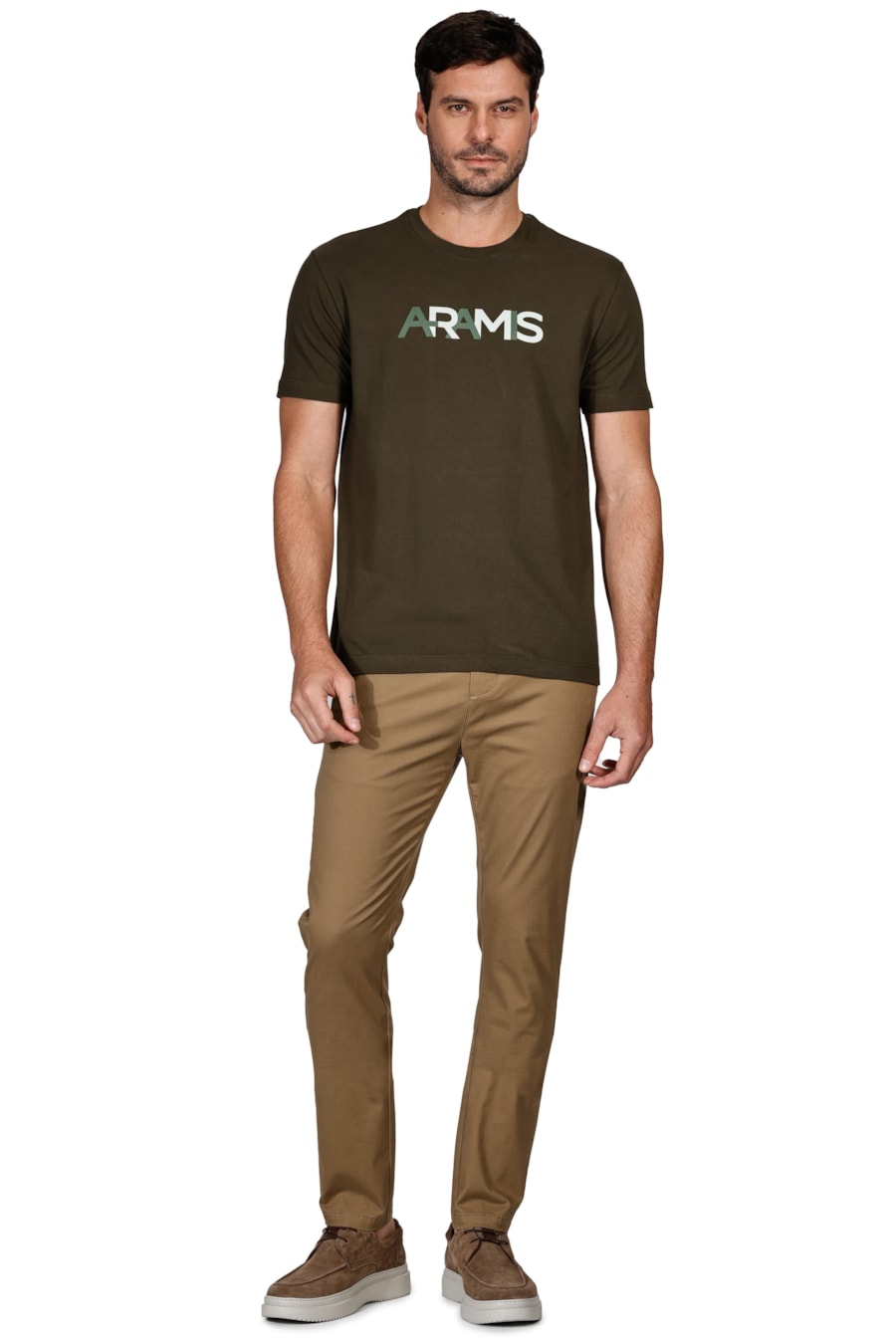 Camiseta Manga Curta Logo Aramis Verde Militar — foto 2 de 4