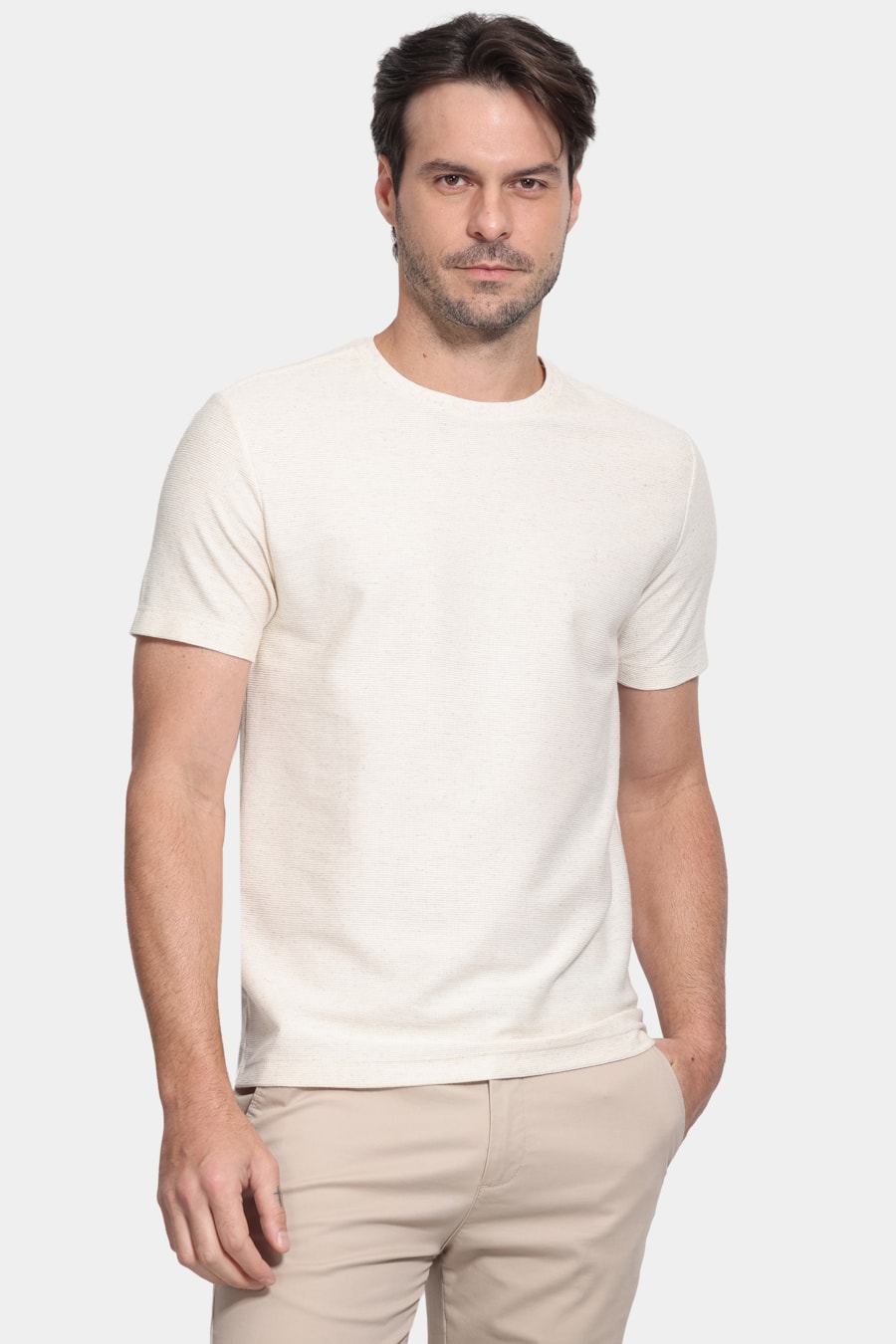 Camiseta Manga Curta London Linho Natural — foto 1 de 5