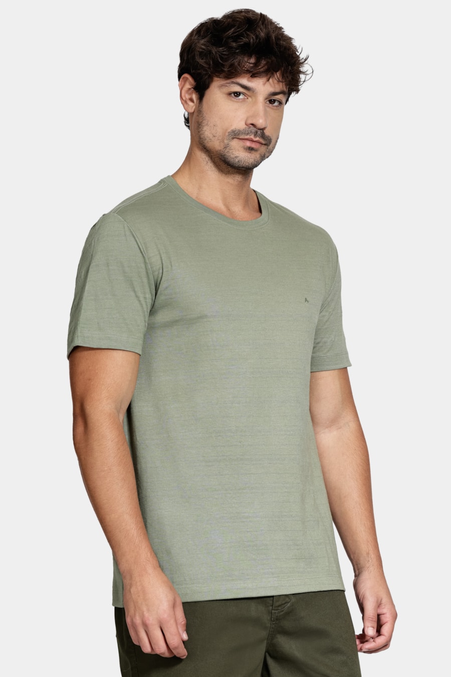 Camiseta Manga Curta Malha Beirute Verde Militar — foto 1 de 5
