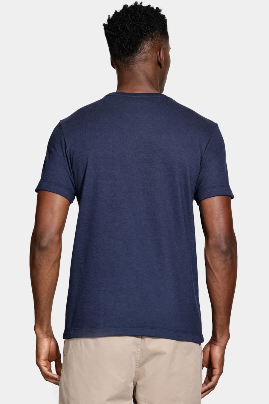 Camiseta Manga Curta Malha Croche Marinho — foto 4 de 5
