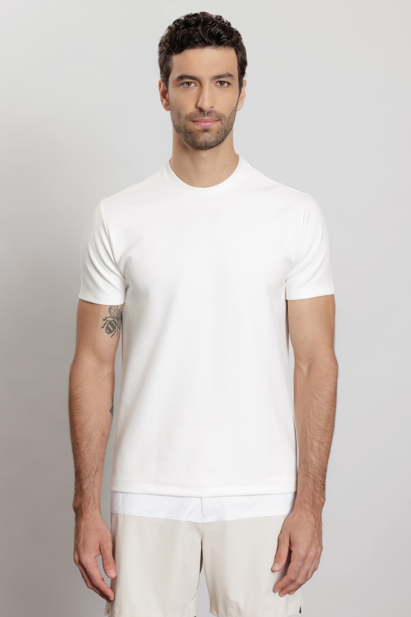 Camiseta Manga Curta Malha Dupla Branco Polar