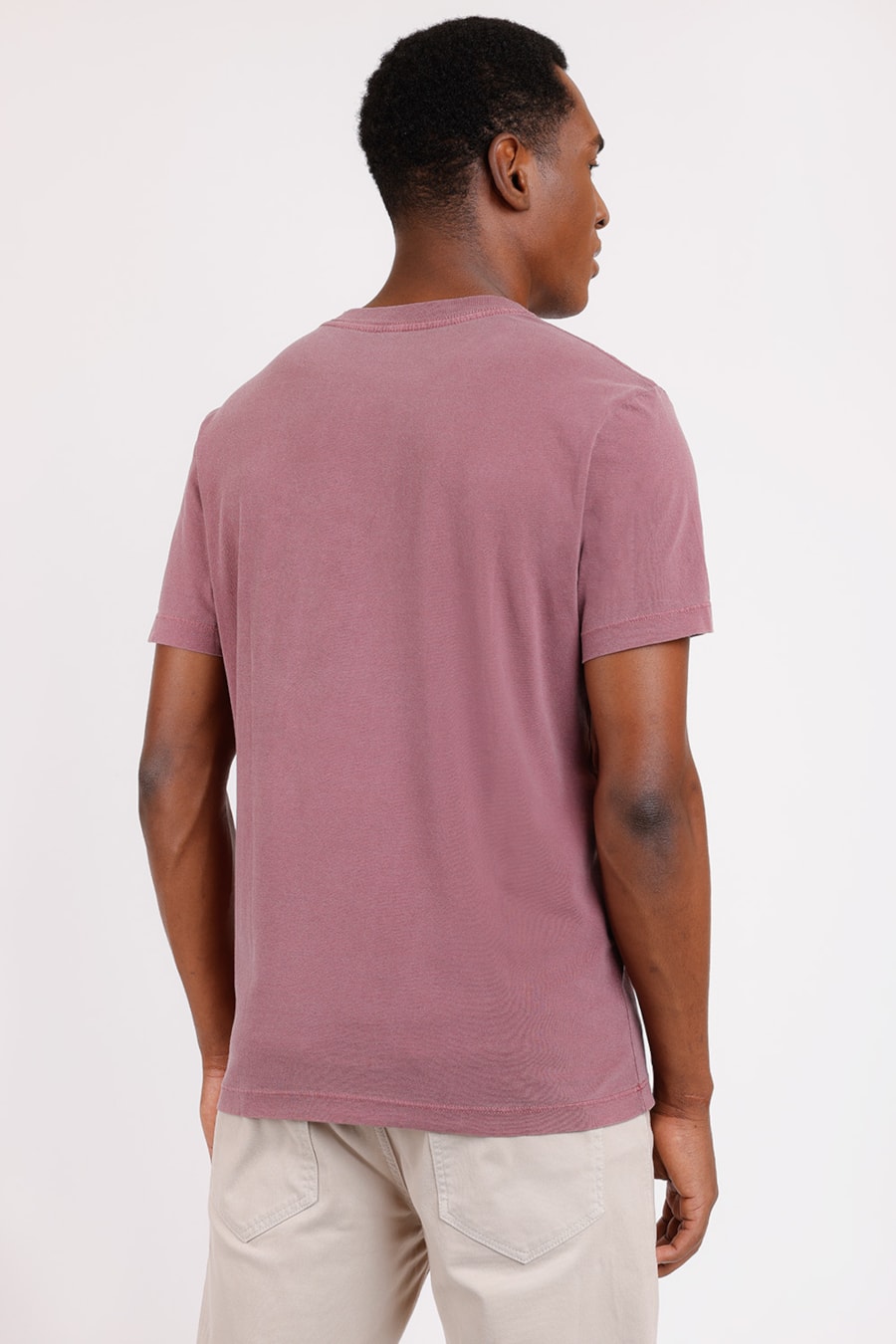 Camiseta Manga Curta Malha Estonada Lisa Burgundy — foto 2 de 2