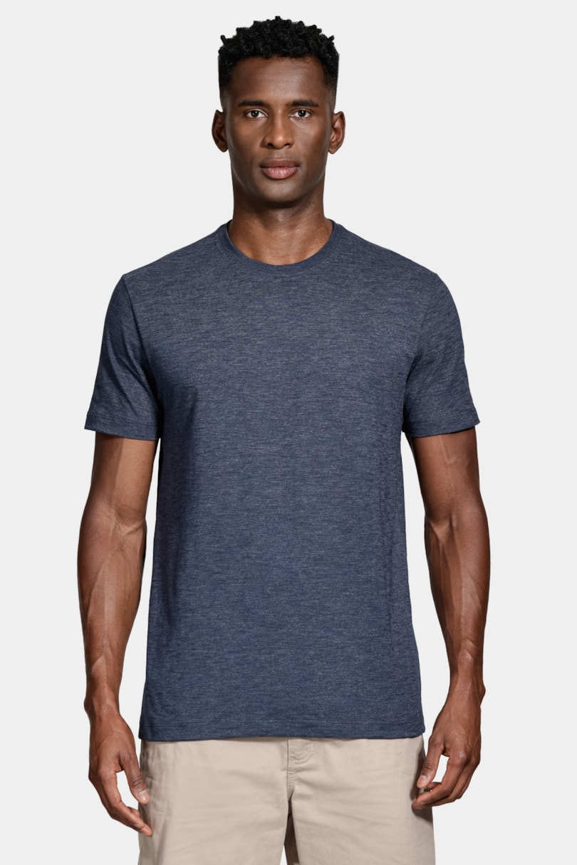 Camiseta Manga Curta Malha Flame Mescla Marinho