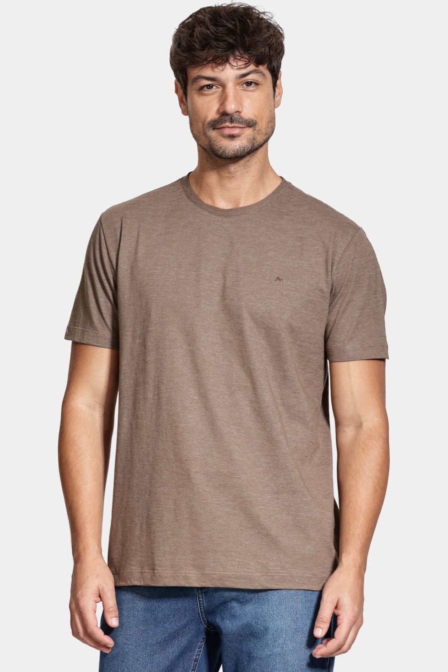 Camiseta Manga Curta Malha Flame Mescla Marrom — foto 1 de 5