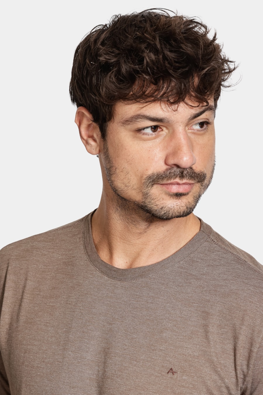 Camiseta Manga Curta Malha Flame Mescla Marrom — foto 3 de 5