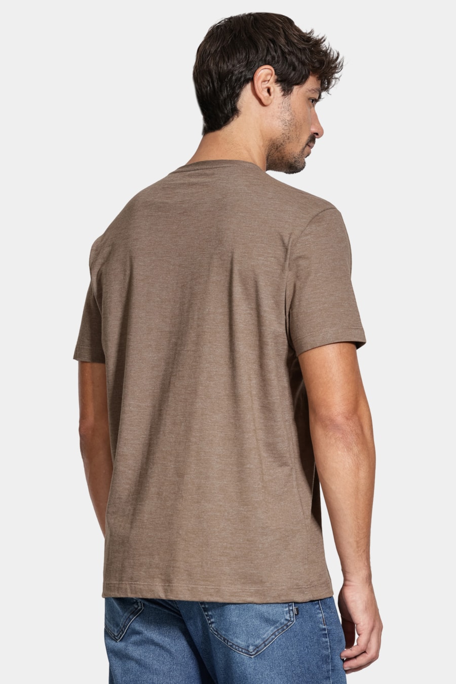 Camiseta Manga Curta Malha Flame Mescla Marrom — foto 4 de 5