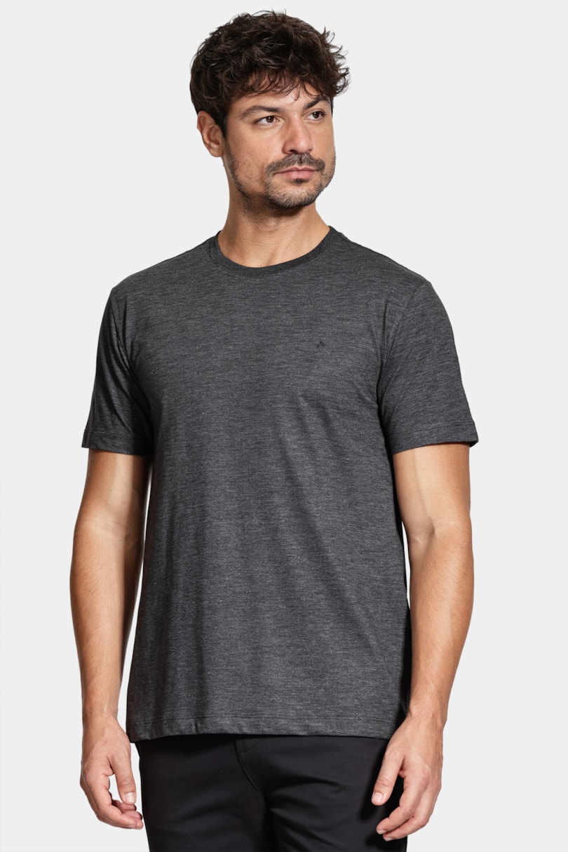 Camiseta Manga Curta Malha Flame Mescla Preto