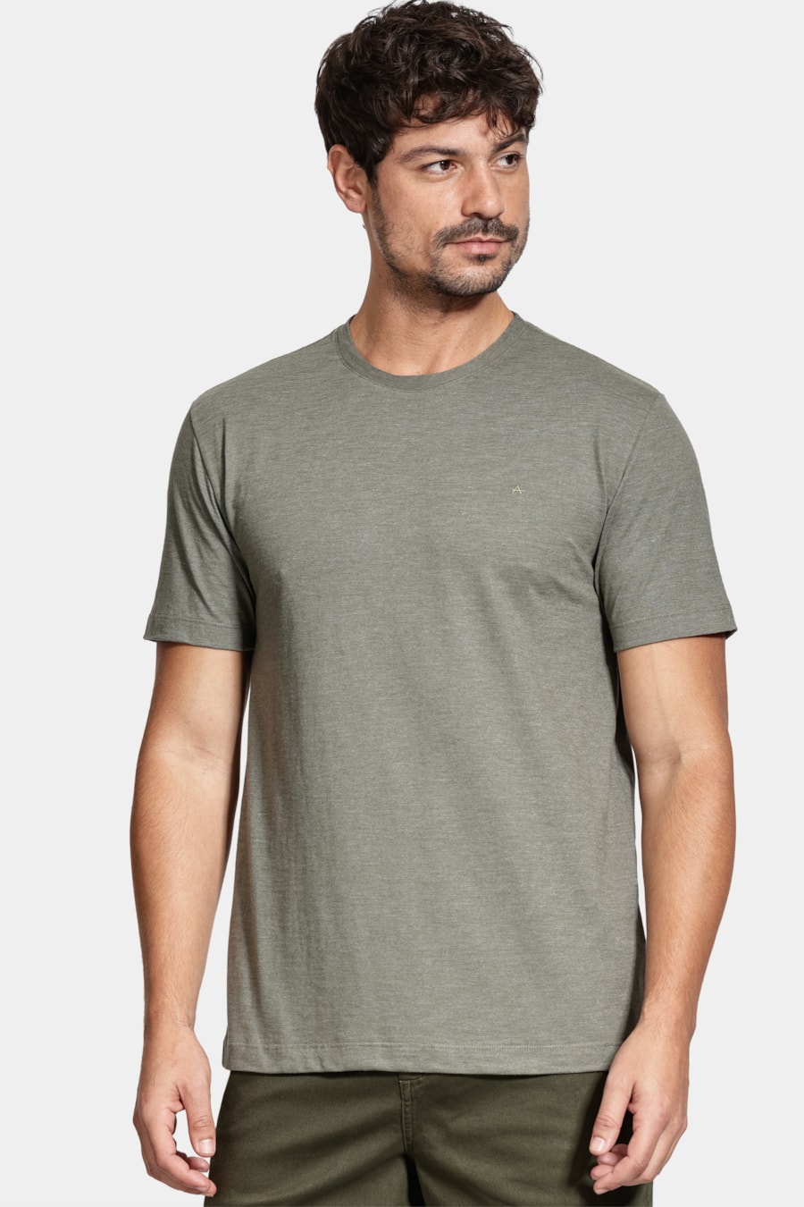 Camiseta Manga Curta Malha Flame Mescla Verde Militar — foto 1 de 5