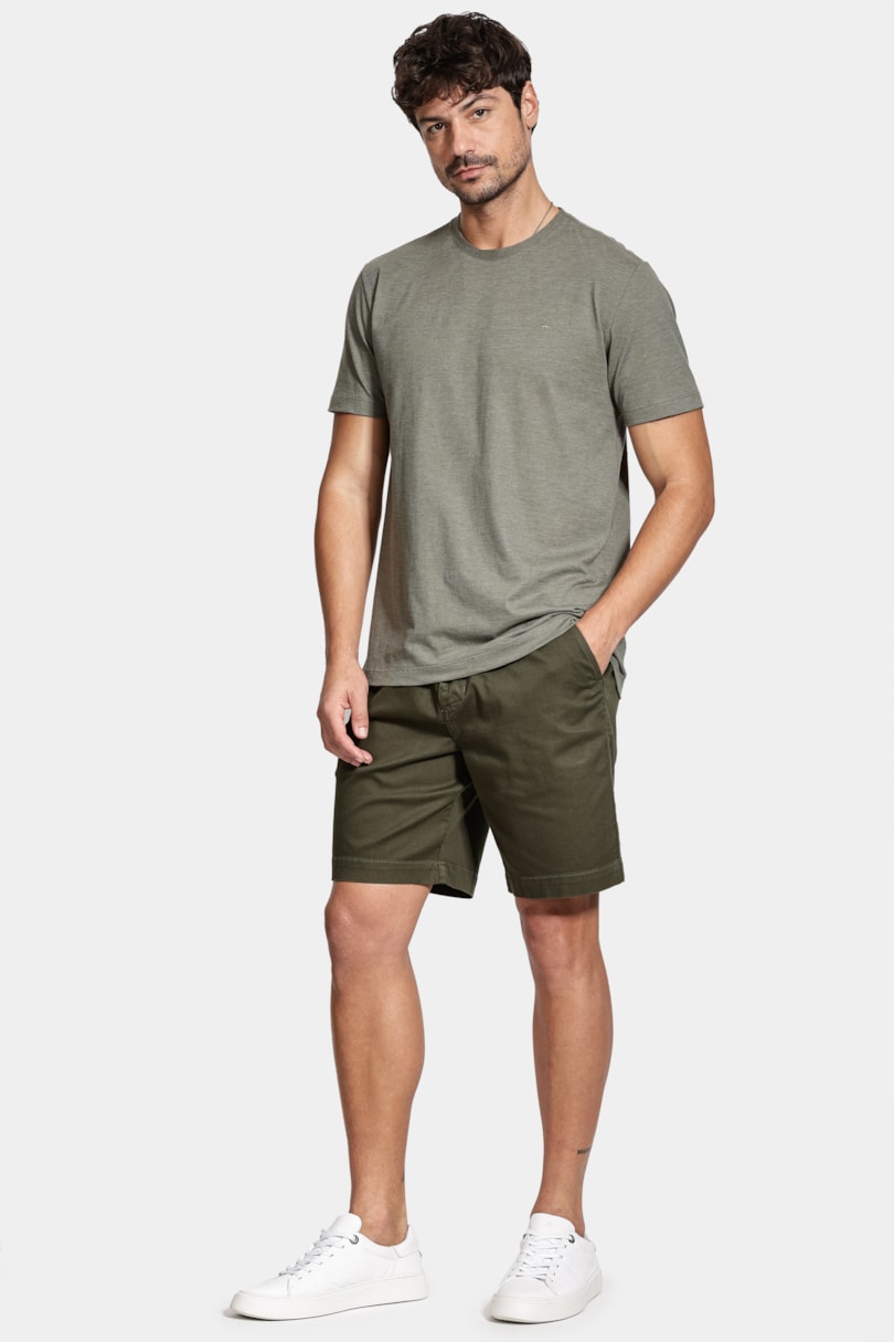 Camiseta Manga Curta Malha Flame Mescla Verde Militar