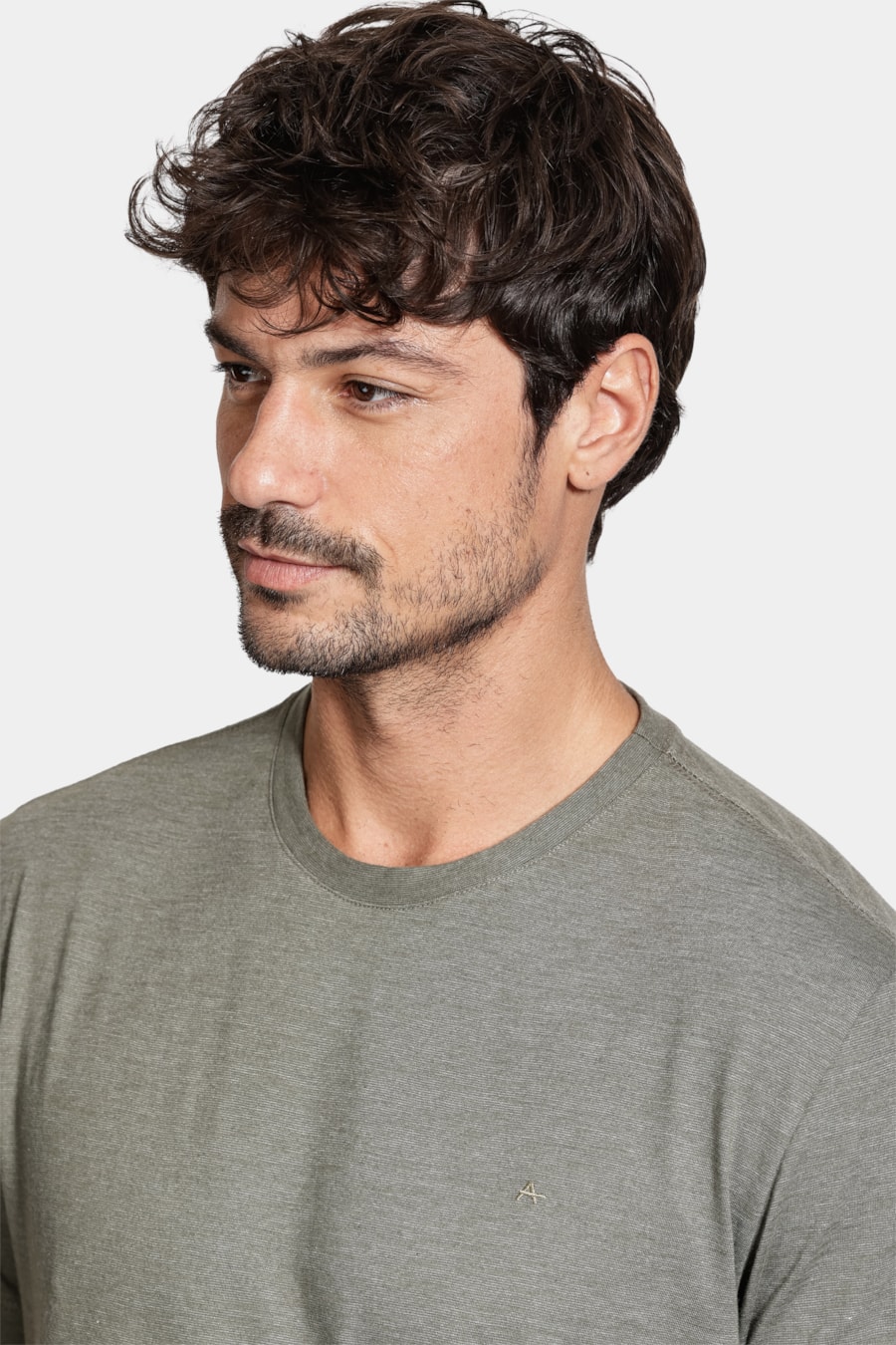 Camiseta Manga Curta Malha Flame Mescla Verde Militar — foto 3 de 5