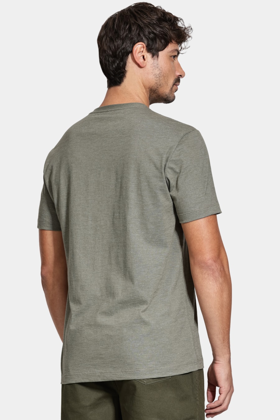 Camiseta Manga Curta Malha Flame Mescla Verde Militar — foto 4 de 5
